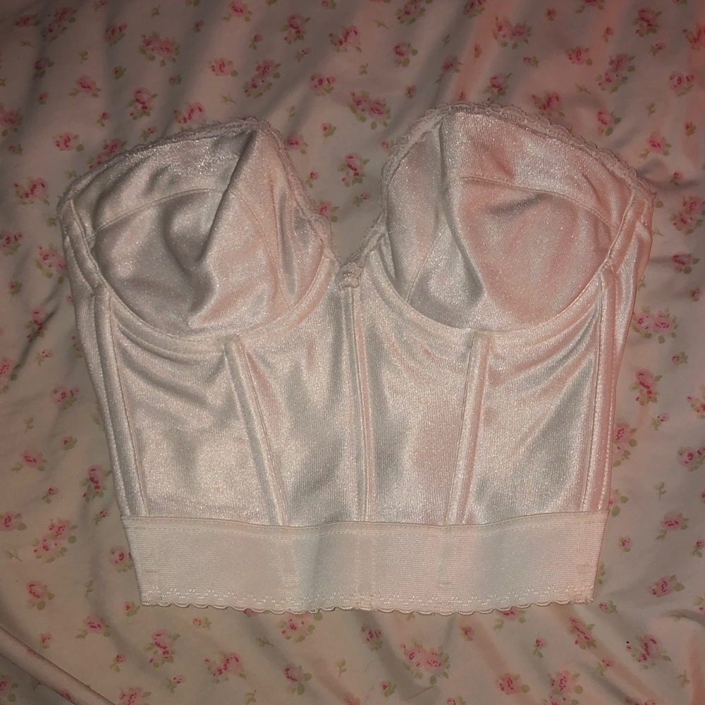 White Satin Longline Bustier Corset Top - Women Intimates